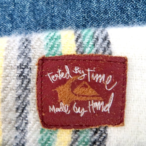 Men's Quiksilver Reversible Flannel Denim Jacket Blue Green SZ Medium - Picture 7 of 9